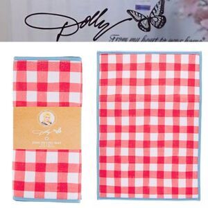 Dolly Parton Checkered Dish Drying Mat- Red/White